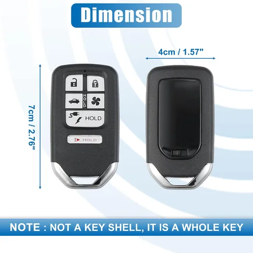 Vista 6 de X AUTOHAUX Llavero de repuesto para automóvil de 6 botones sin llave, control remoto, llavero inteligente de proximidad KR5V2X para Honda Clarity