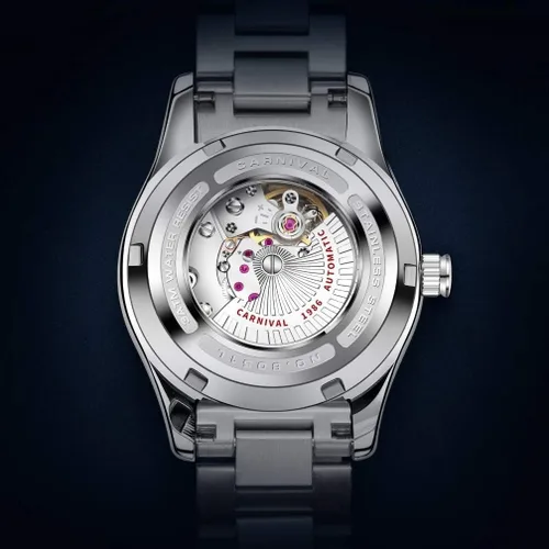 Vista 22 de Reloj mecánico automático para mujer Carnival con banda de acero inoxidable