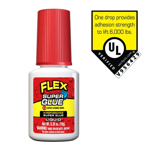 Vista 2 de Flex Super Glue Liquid, botella con cepillo de 0.35 oz, paquete de 2, transparente, unión instantánea, secado rápido, adhesivo de cianoacrilato
