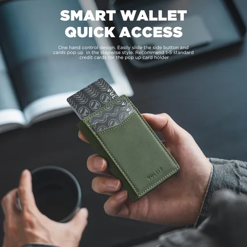 Vista 58 de VULKIT Billeteras delgadas para hombre, con bloqueo RFID, diseño minimalista con capacidad para hasta 11 tarjetas, Negro -, Minimalista