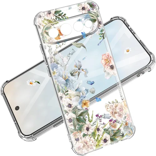 Vista 13 de Funda para Google Pixel 10A, 5G, mármol y flores, delgada, anticaídas, a prueba de golpes, suave, a prueba de golpes, transparente, fundas negro
