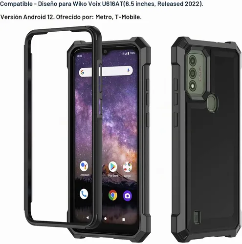 Vista 2 de Ailiber Funda para teléfono Wiko Voix, doble capa, protector de pantalla Esquinas Air-Guard y negro