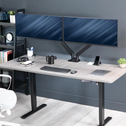 Vista 9 de VIVO Brazos resistentes de aluminio de alta calidad, se adapta a 2 monitores ultraanchos de hasta 38 pulgadas, soporte de escritorio para monitor