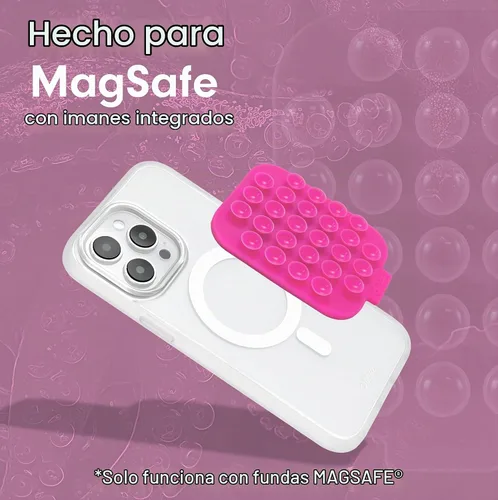 Vista 4 de Sonix Soporte magnético de silicona con ventosa para teléfono para iPhone Compatible con MagSafe Rosa fluorescente brillante Rosa intenso