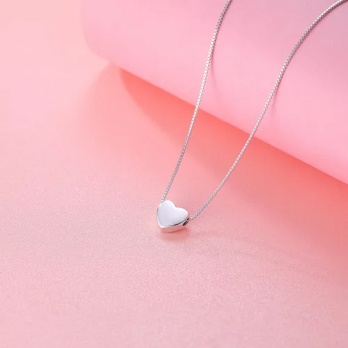 Vista 3 de SLUYNZ Collar con dije de corazón de plata de ley 925 para mujeres adolescentes simple y dulce corazón No es una piedra preciosa
