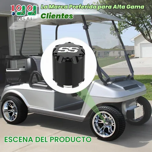 Vista 2 de 10L0L - Juego de cubiertas de tapa central para ruedas de carrito de golf universal SS para EZGO, Club Car, Yamaha, 4 piezas (negro)