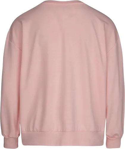 Vista 3 de Converse Sudadera con parche fruncido para niña (niños grandes), color rosa tormenta, LG (12-14 niños grandes), Rosa (storm pink)