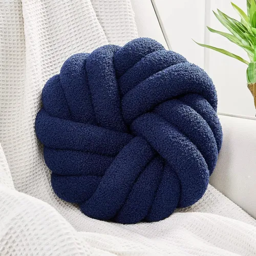 Vista 9 de Uvvyui - Almohadas de nudo, cojines decorativos de 14 pulgadas, almohadas redondas, cojín para sofá, almohada de bola anudada suave hecha a mano