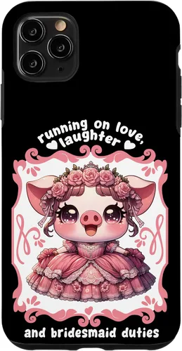 Vista 11 de iPhone 15 Lindo cerdo dama de honor roba corazones en el caso de despedida de soltera