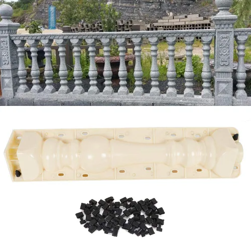 Vista 3 de Moldes de barandilla de cemento, molde de balaustradas de 27.6 pulgadas, moldes delanteros y traseros, columna de bricolaje, balcón, valla