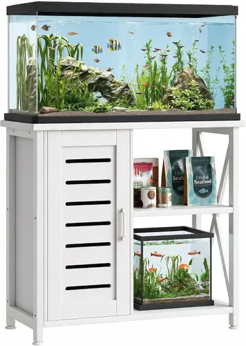 Vista 13 de Herture Soporte para tanque de peces de 20 a 29 galones, soporte de acuario con almacenamiento de accesorios de gabinete, marco de metal resistente