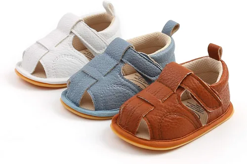 Vista 2 de WILLFUN Sandalias de verano para bebés niños y niñas, puntera cerrada, suela de goma suave, zapatos para exteriores para niños pequeños que caminan