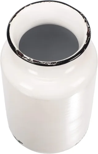Vista 3 de Blossom Bucket Jarrón de leche envejecido estilo 8 x 5 pulgadas esmalte blanco decorativo florero