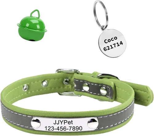Vista 11 de Collares reflectantes personalizados para gatos con etiqueta de nombre y chapado, collar de gato personalizado grabado con nombre y teléfono, collar