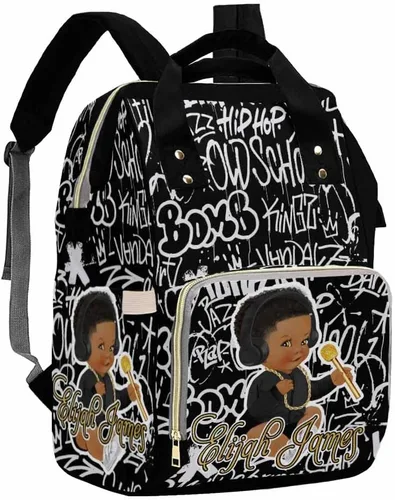 Vista 24 de Artsadd Bolsa de pañales con nombre personalizado para bebé, mochila para mamá y papá, pattern 01, Mochilas Daypack