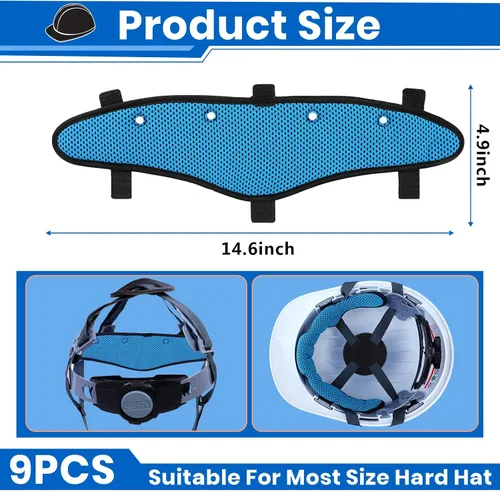 Vista 2 de 9 unidades de bandas de sudor para casco duro, lavables, reutilizables, protectores de sudor, accesorios para cascos de aire, color azul