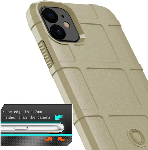 Vista 2 de Funda protectora táctica para iPhone 11 (serie Rugged Shield), TPU gruesa y sólida, funda protectora táctica para iPhone 11 (6.1 pulgadas), arcilla