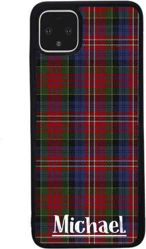 Vista 3 de Suéter a cuadros de color verde, azul, rojo, funda de goma negra personalizada para teléfono compatible con Google Pixel 10, 10 Pro, 10 Pro XL, 9a