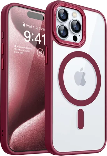 Vista 24 de CANSHN Funda magnética transparente compatible con iPhone 15 Pro [Compatible con Magsafe] [No amarillea] Funda protectora delgada y fina a prueba