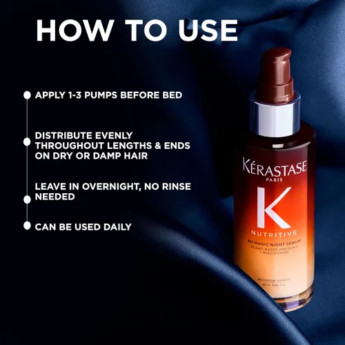 Vista 2 de Kerastase Nutritive 8H Magic Night Serum - Tratamiento nocturno para cabello seco, mejora el brillo, con proteínas a base de plantas
