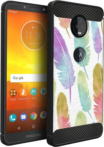 Vista 12 de CasesOnDeck - Funda ajustable compatible con Motorola Moto Z4 / Moto Z4 Play, fibra de carbono, protección contra golpes y caídas, TPU flexible