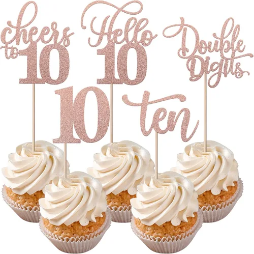 Vista 8 de Rsstarxi Paquete de 30 adornos para cupcakes de 6º cumpleaños con purpurina negra de seis Hello 6 para cupcakes Cheers to 6 años de edad