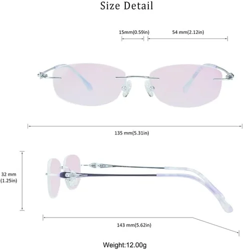 Vista 16 de LifeArt Pure Titanium Frame Glasses/Blue Light Blocking Reading Glasses, Reduce Eyestrain, Stylish for Men and Women 3033_(champán Clear)