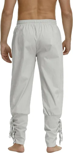 Vista 4 de Zhitunemi Pantalones de pirata vikingo para hombre disfraz renacentista para hombre, pantalones medievales - disfraces pirata de Halloween y feria
