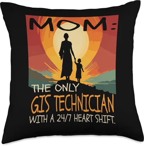 Vista 4 de GIS TECHNICIAN Gifts GIS Technician Job & Mother's Day Themed Cute Design Throw Pillow, 16x16, Multicolor