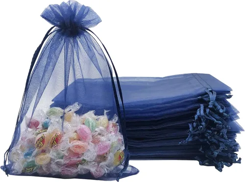 Vista 18 de Jexila 120 bolsas de organza transparente de 5 x 7 pulgadas, bolsas de regalo con cordón de malla pequeñas para joyas, bodas, fiestas, baby shower