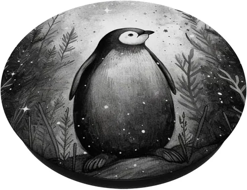 Vista 2 de PopSockets PopGrip estándar de pingüino floral vintage