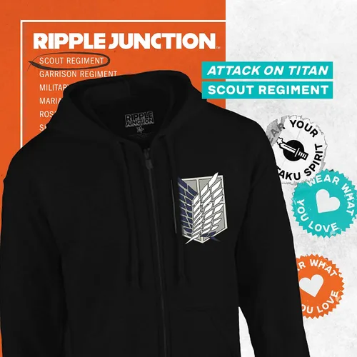 Vista 4 de Ripple Junction Attack on Titan Survey Corps Adult Unisex Zip Hoodie