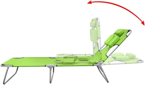 Vista 4 de Tumbona ajustable, silla reclinable, tumbona de patio, ideal para exteriores, piscina, playa, tumbona plegable con cojín para la cabeza, acero