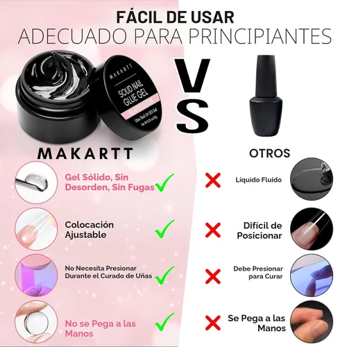 Vista 2 de Makartt Gel de pegamento sólido para uñas a presión y puntas transparentes