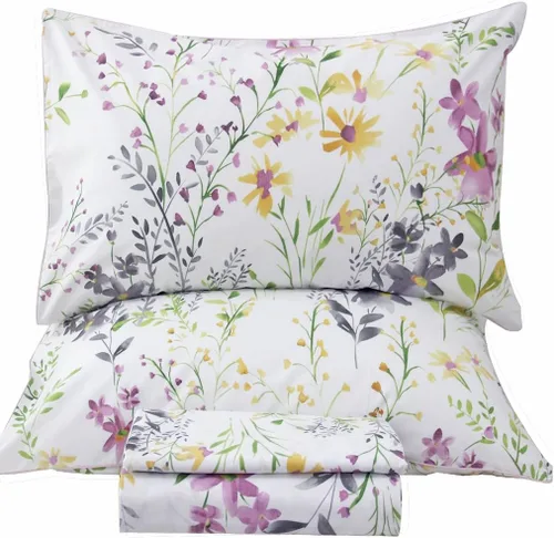 Vista 36 de QSH Juego de sábanas de tamaño individual 100% algodón egipcio, estampado de flores verdes con pájaros, mariposas y botánicas, lujo impreso, ropa