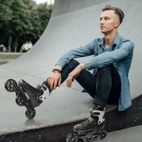 Vista 7 de PAPAISON Patines en línea ajustables para adultos para hombres y mujeres con 3 ruedas de 100 mm, patines de exterior para fitness, velocidad