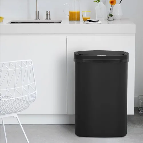 Vista 7 de YRLLENSDAN Cubo de basura de cocina de 13 galones con tapa, bote de basura automático sin contacto para cocina, cubo de basura de plástico PP