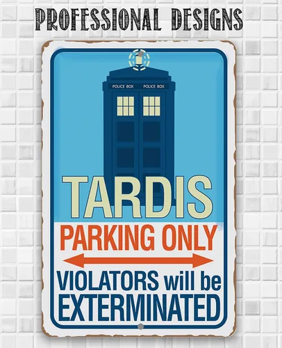 Vista 9 de Letrero de metal – Tardis Parking Only – Letrero de metal duradero – Uso en interiores y exteriores – Es una gran decoración para el hogar y regalo