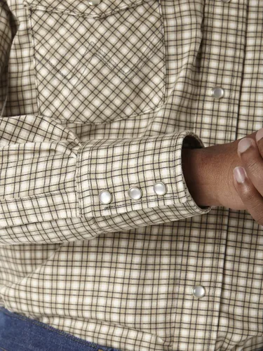 Vista 5 de Wrangler Riggs Workwear - Camisa de manga larga occidental con dos bolsillos a presión para hombre