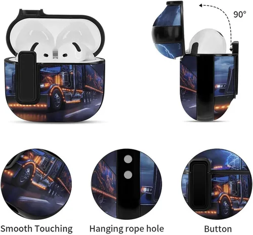 Vista 5 de Truck Thunder - Funda divertida compatible con AirPods 4 con bloqueo automático