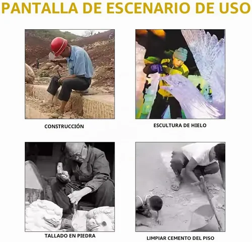 Vista 7 de Juego de cinceles resistentes de 3 piezas con protección de manos, cinceles de piedra de hormigón y mortero, utilizado para demolición, tallado