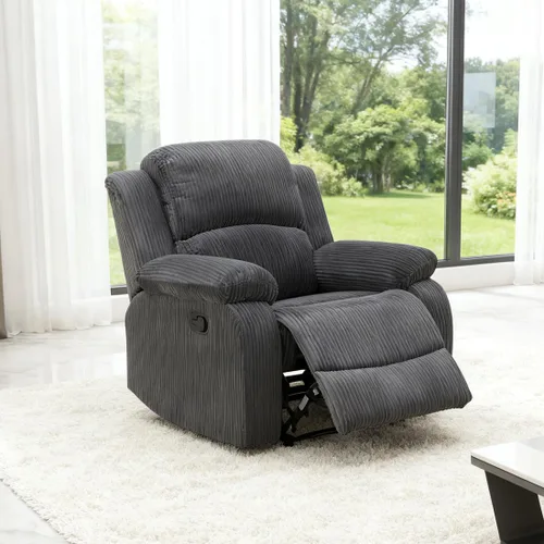 Vista 39 de Juego de sofá seccional reclinable manual, juegos de muebles de sala de estar, sofá seccional en forma de L y 2 sillas, cómodo sofá reclinable