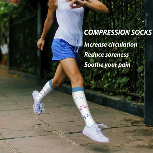 Vista 2 de 57 pares de calcetines de compresión de cobre para mujeres y hombres, circulación de 20-30 mmHg, el mejor apoyo para correr, atletismo, enfermería