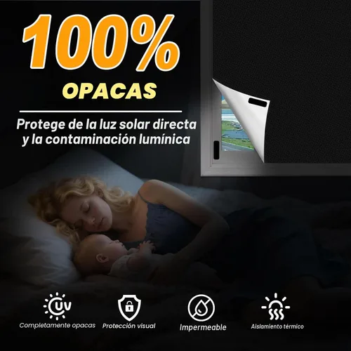 Vista 2 de Cortinas opacas para dormitorio, cubierta opaca portátil para ventana, persianas opacas sin taladro, cortinas opacas cortables, para ventanas
