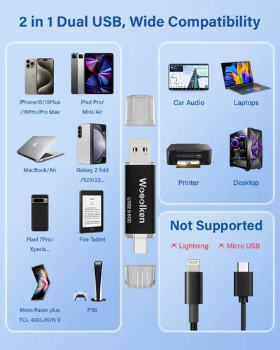 Vista 5 de Unidad flash USB C de 8 GB, paquete de 10 unidades flash Wooolken tipo C + USB 2.0 Thumb Drive OTG Memory Stick compatible con iPhone 16/15