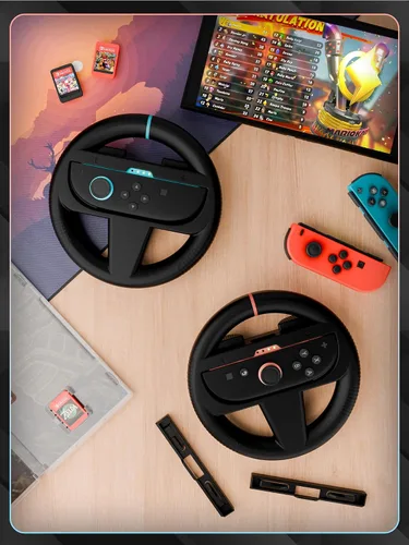 Vista 9 de Orzly Steering Wheels – Compatible with Switch 2 (2025 Console) – Twin Pack Racing Wheel Accessories for Joy-Con Controllers and MarioKart Racing