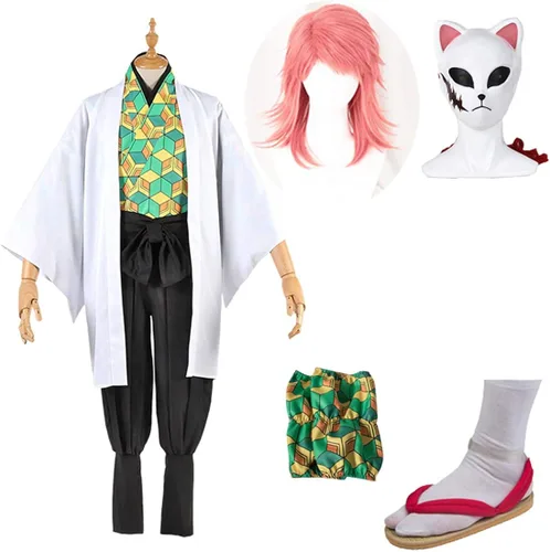Vista 2 de Cosplay Demon Slayer Kimetsu No Yaiba Sabito Party Costume Kimono Set