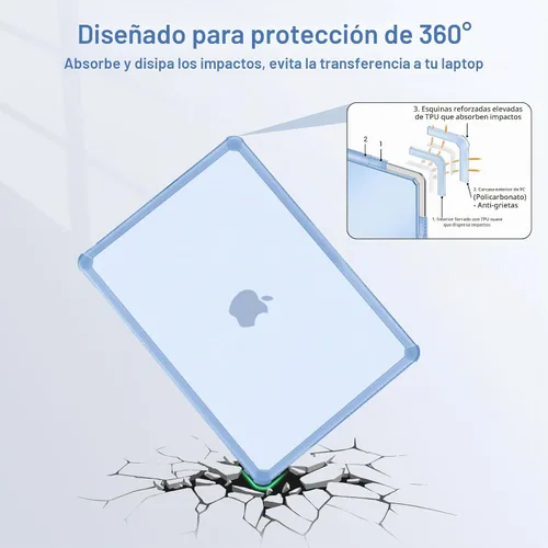 Vista 3 de MOSISO - Funda compatible con MacBook Air de 13 pulgadas M5 2026 M4 M3 M2 2025-2022 A3449 A3240 A3113 A2681, Kit 3 en 1 resistente a las grietas