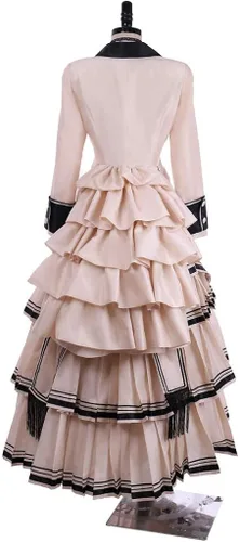 Vista 4 de Disfraz vintage victoriano gótico para cosplay, vestido de baile de la bella del sur de la guerra civil, vestido eduardiano para teatro de Halloween