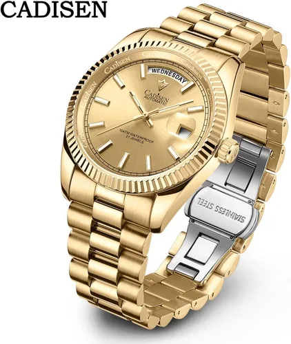 Vista 7 de CADISEN Reloj mecánico automático de acero inoxidable de lujo de marca impermeable de 328.1 ft para hombre de diseño H0mage